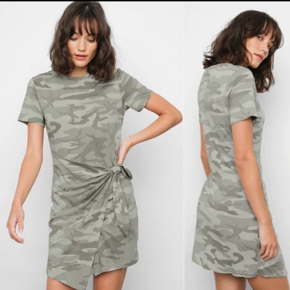 Rails Edie Laurel Camo Tie-Waist T-Shirt Dress Size XS